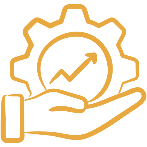 Service de gestion de la croissance professionnelle par jordan harkat à montauban, symbole main et engrenage doré